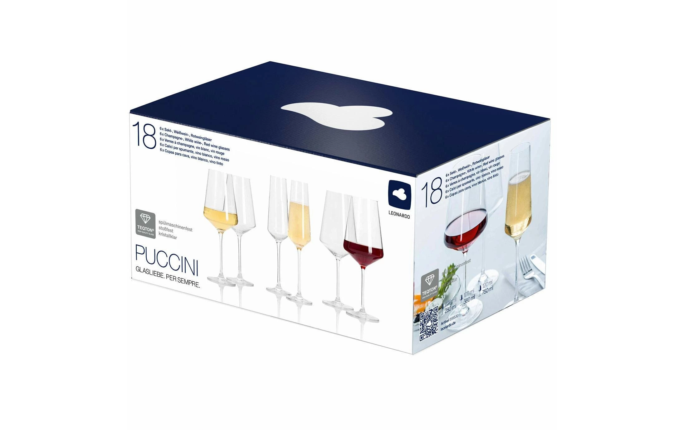Leonardo Service De Verres à Vin Puccini 18 Pièces, Transparent - Verres à Vin 5 Leonardo Service De Verres à Vin Puccini 18 Pièces, Transparent - Verres à Vin – Image 3